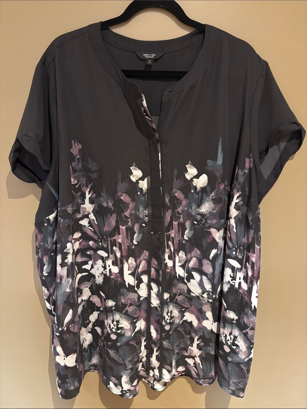 Simply Vera Vera Wang Floral Short Sleeve Blouse